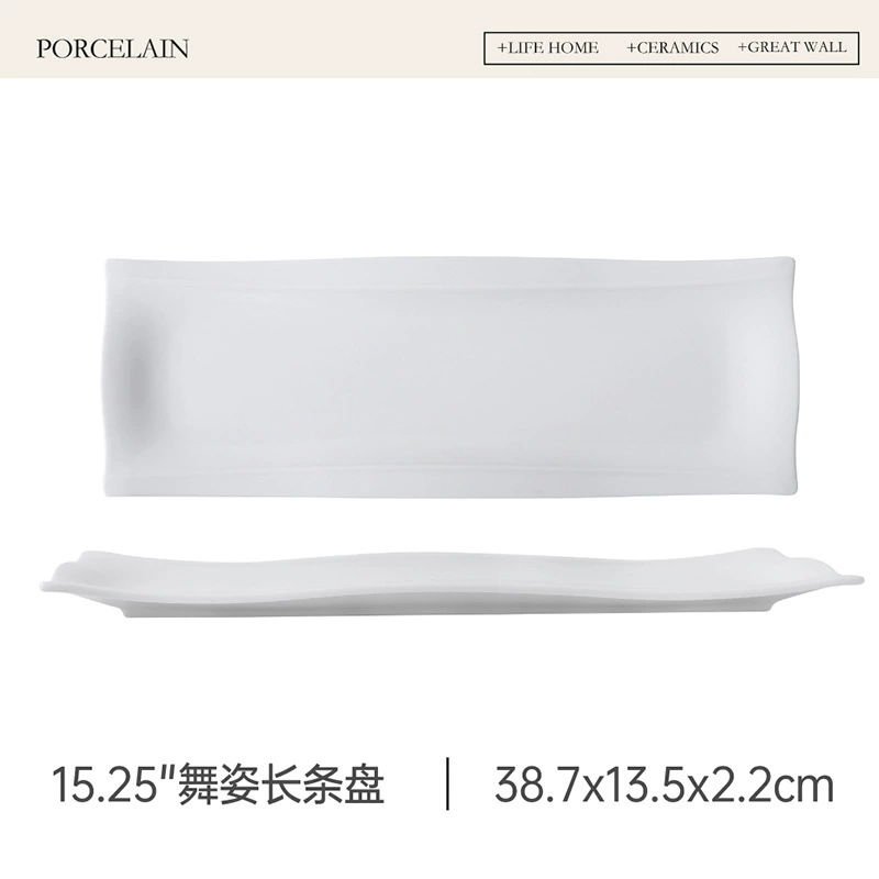 Japanese Style Porcelain Rectangular Sushi Plate tableware view 7