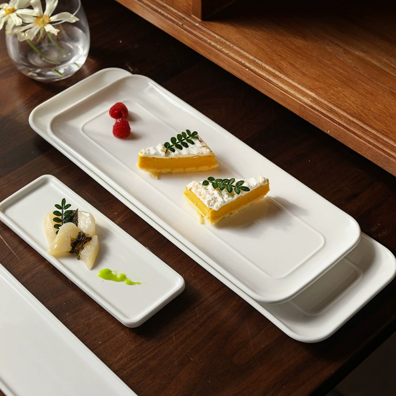 Japanese Style Porcelain Rectangular Dessert Plate tableware view 2