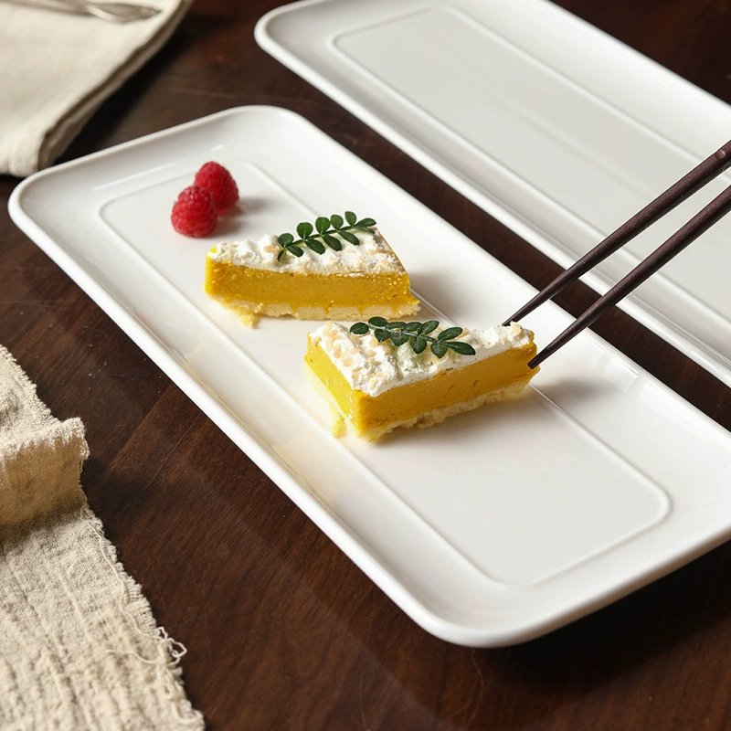 Japanese Style Porcelain Rectangular Dessert Plate tableware view 3