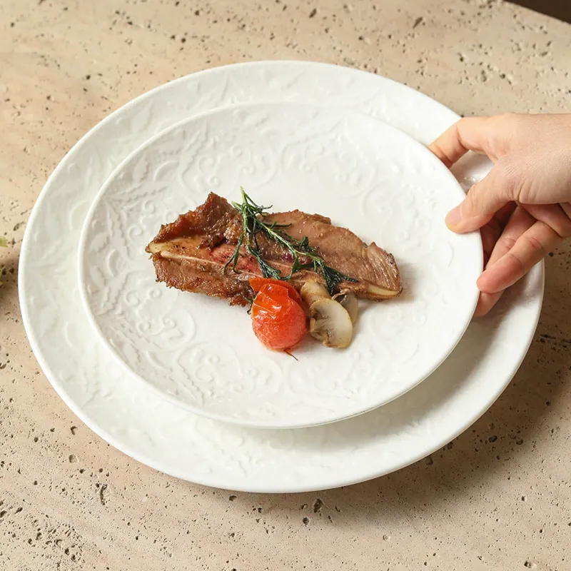 Roman Relief Porcelain Steak Plate