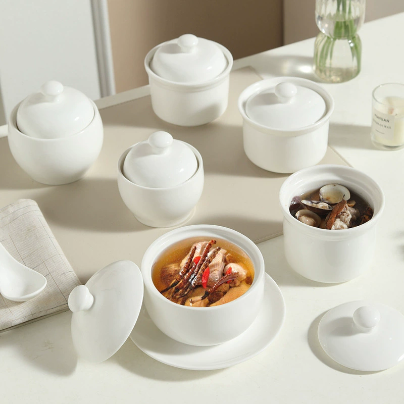 Porcelain Covered Soup Cup for One
