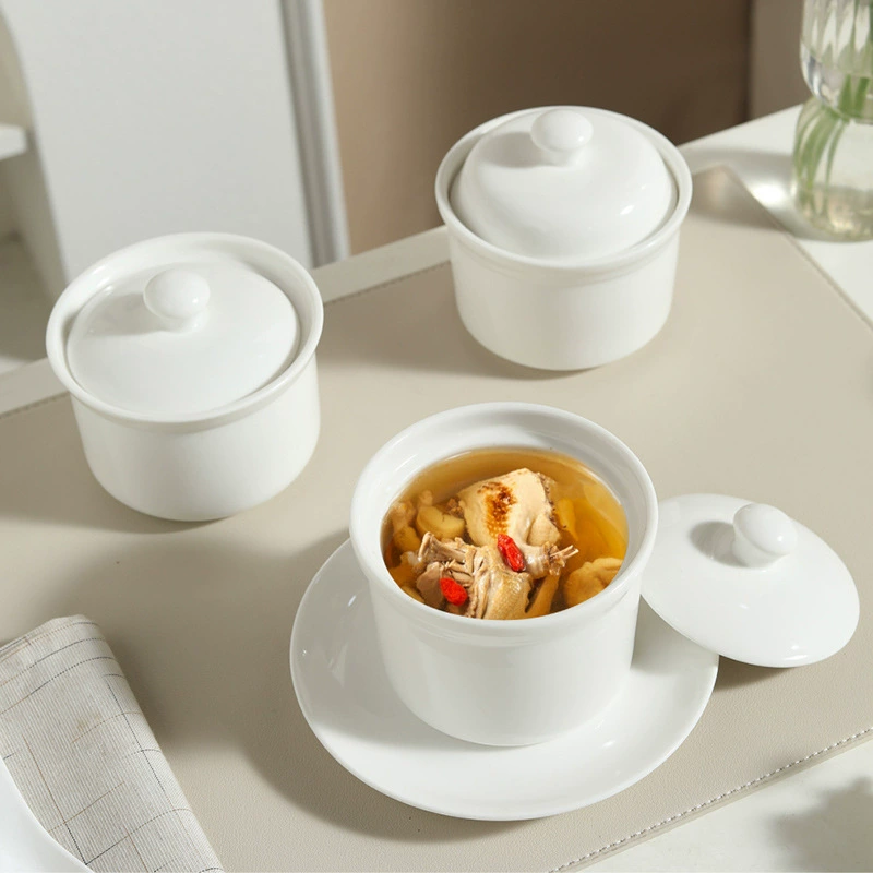Porcelain Covered Soup Cup for One tableware view 2