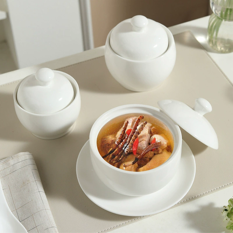 Porcelain Covered Soup Cup for One tableware view 3