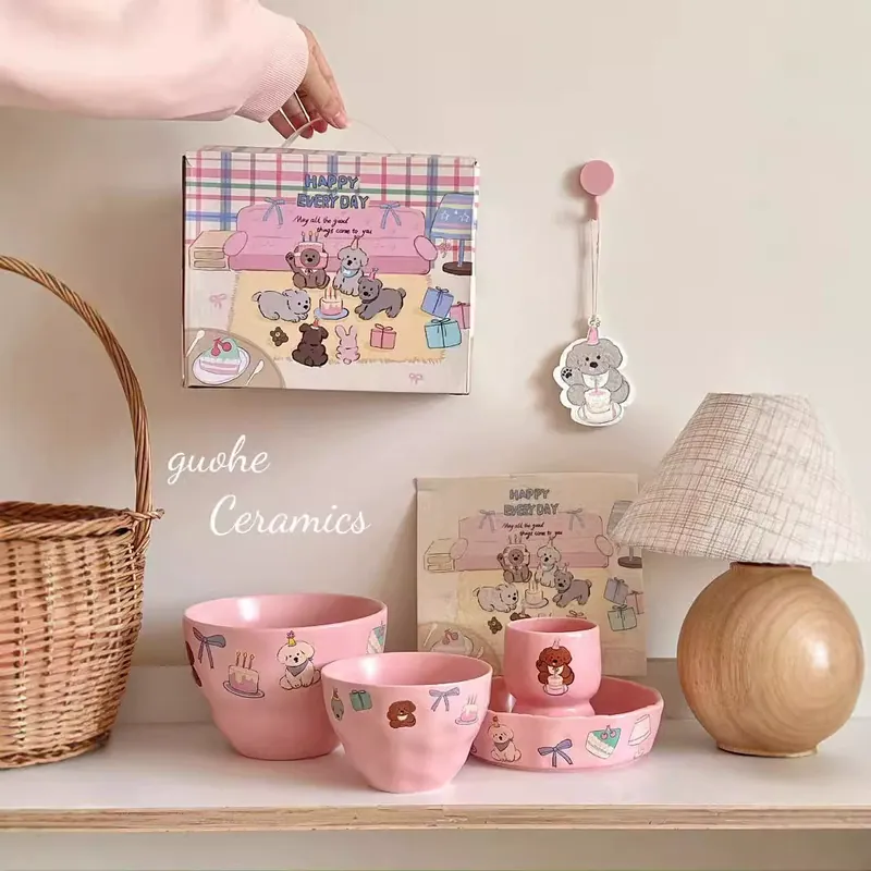 Matte Cartoon Ceramic Mug tableware view 2