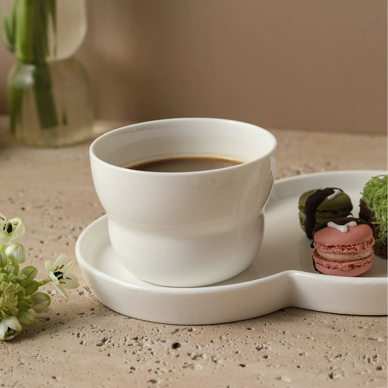 Porcelain Latte Cup and Saucer Set tableware view 2