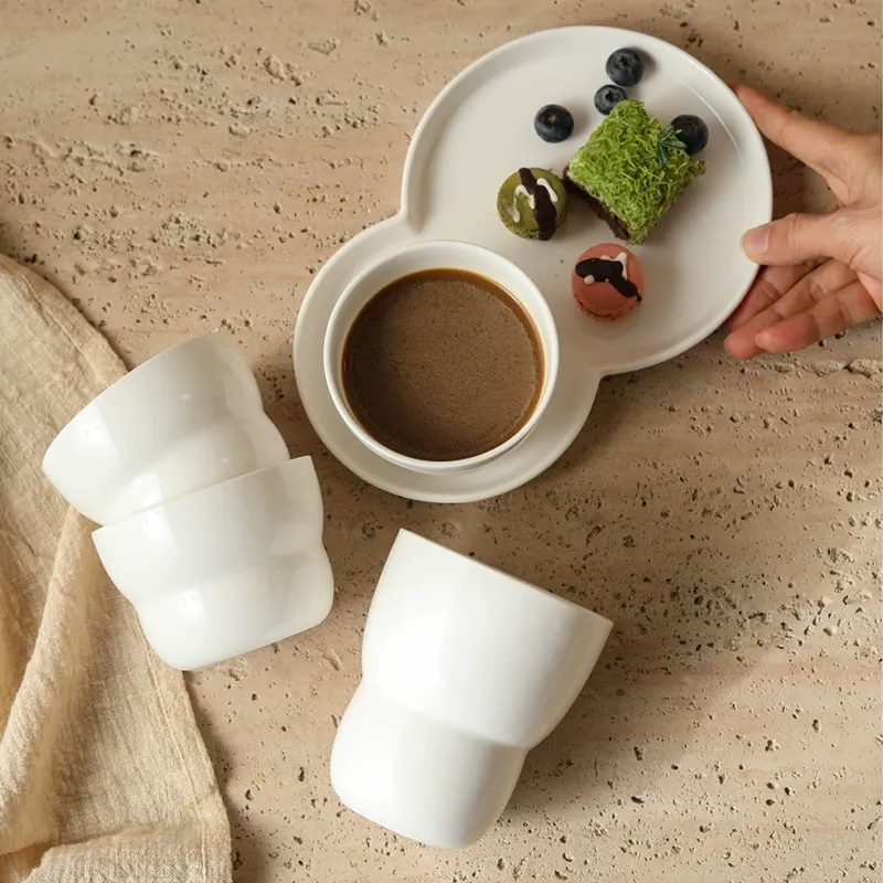 Porcelain Latte Cup and Saucer Set tableware view 4