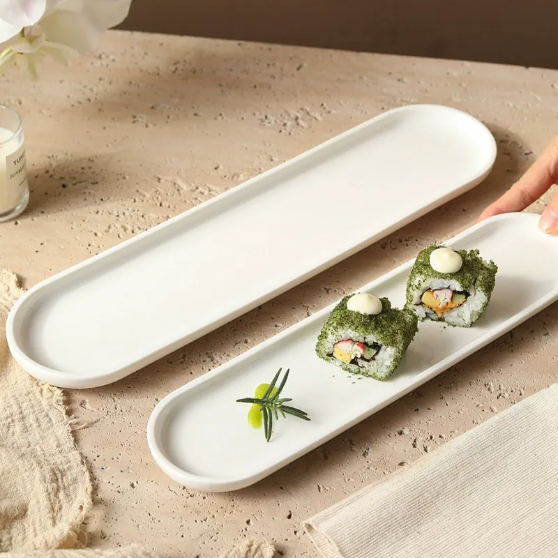 백자 직사각 초밥 접시 tableware view 3
