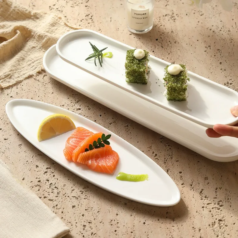 백자 직사각 초밥 접시 tableware view 4