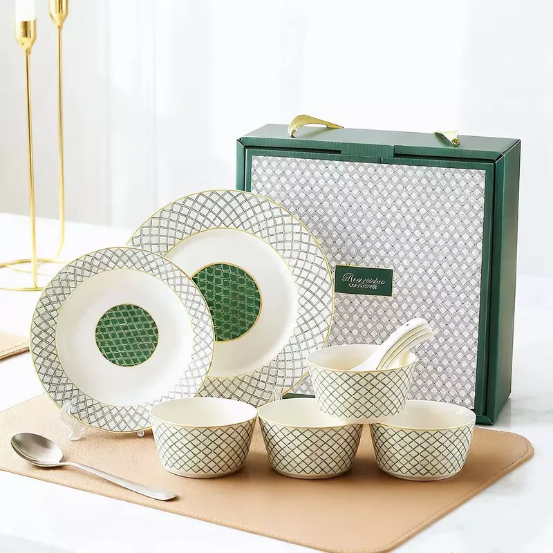 Green Ceramic Dinnerware Set tableware view 2
