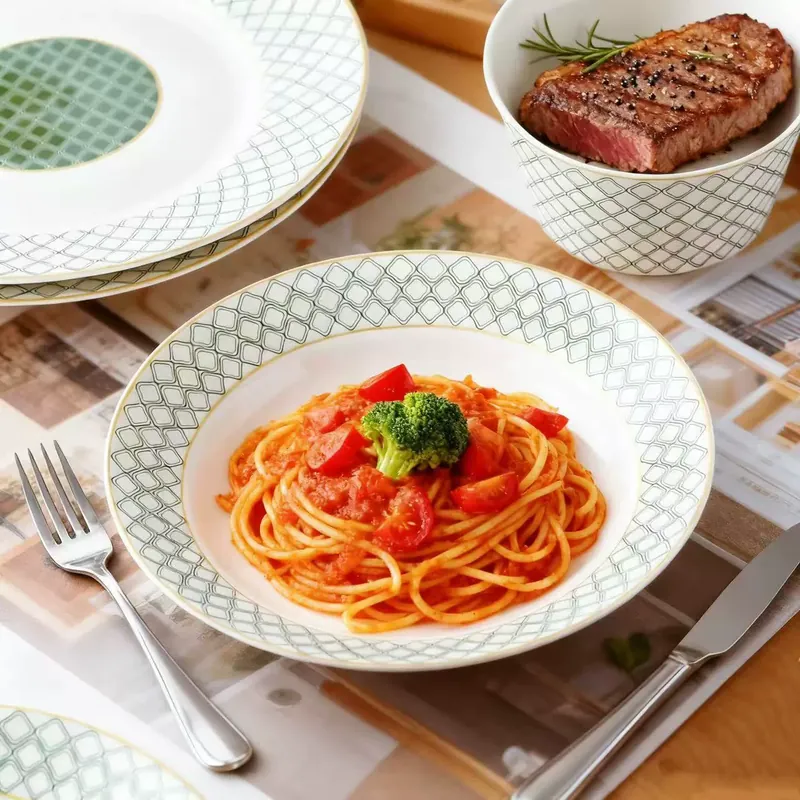 Green Ceramic Dinnerware Set tableware view 3