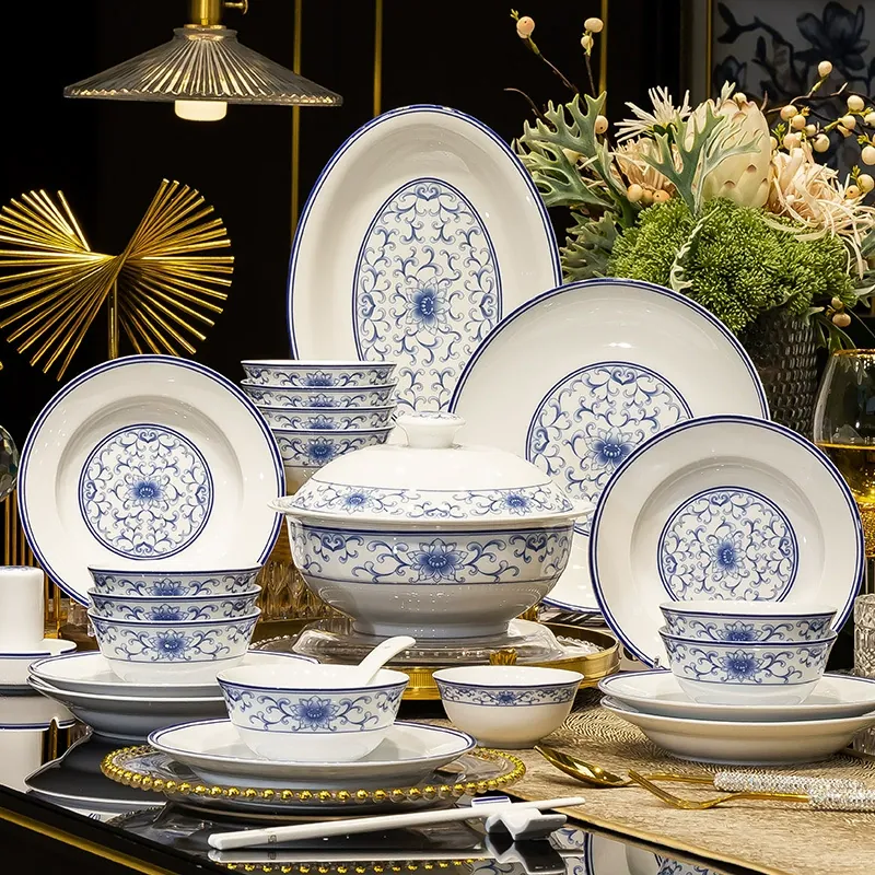 Blue and White Porcelain Dinnerware Set tableware