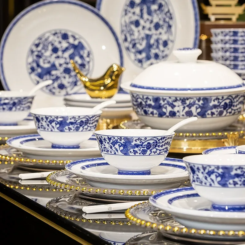 Blue and White Porcelain Dinnerware Set tableware