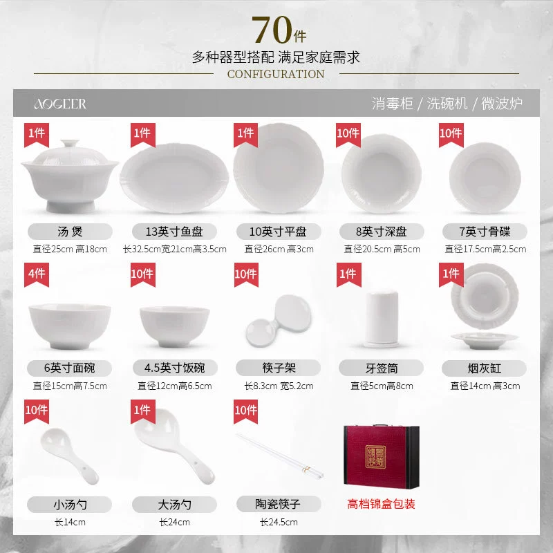 طقم أواني طعام من البورسلين بنقوش بارزة tableware view 7