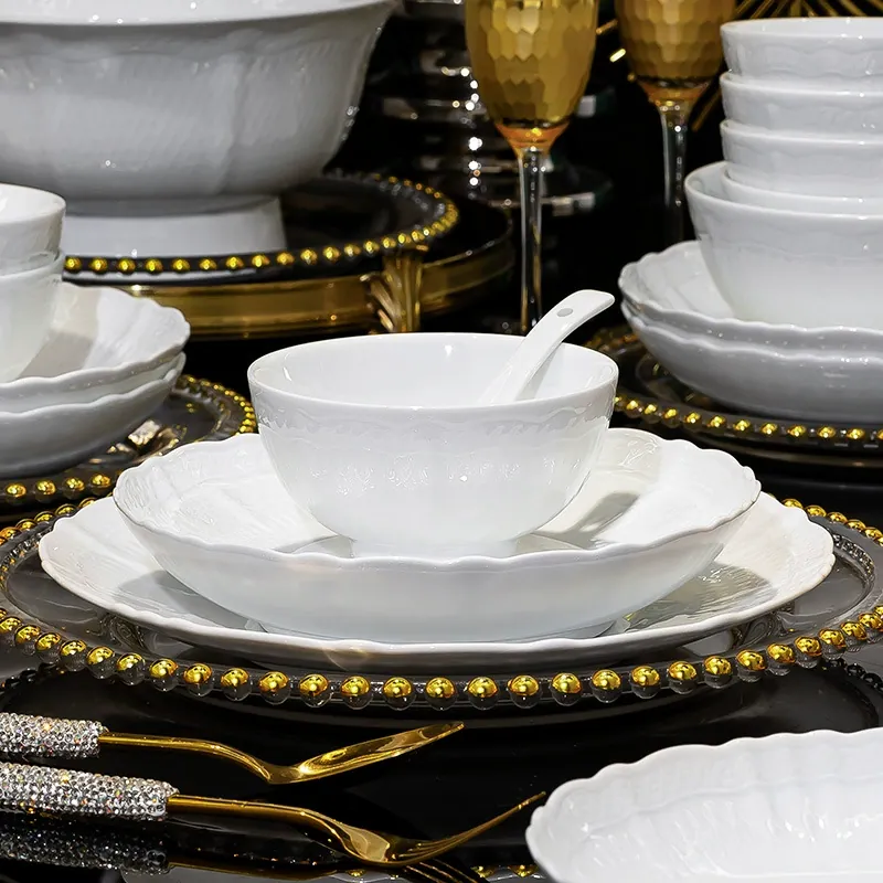 Porcelain Rice Bowl with Relief