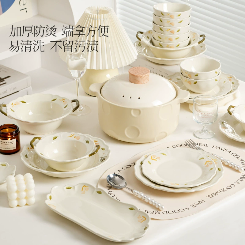 Vajilla de porcelana con diseño de platicodón tableware view 3