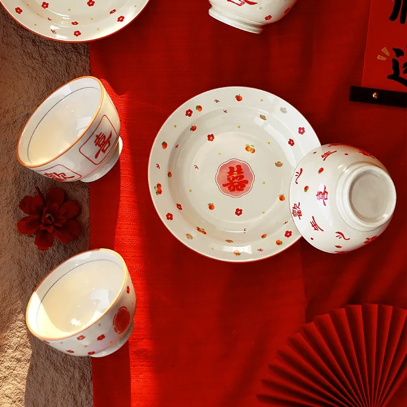 Service de table en porcelaine avec motif auspicieux tableware view 2