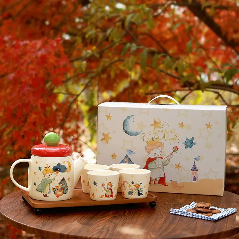 Ceramic Tea Set with Cartoon Design