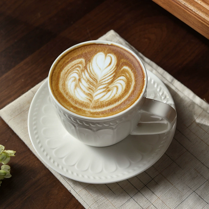 Porcelain Cappuccino Cup and Saucer Set tableware view 2