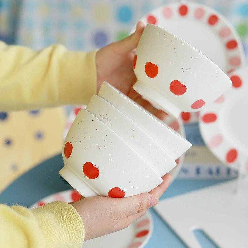 Porcelain Dinner Set with Polka Dot Design