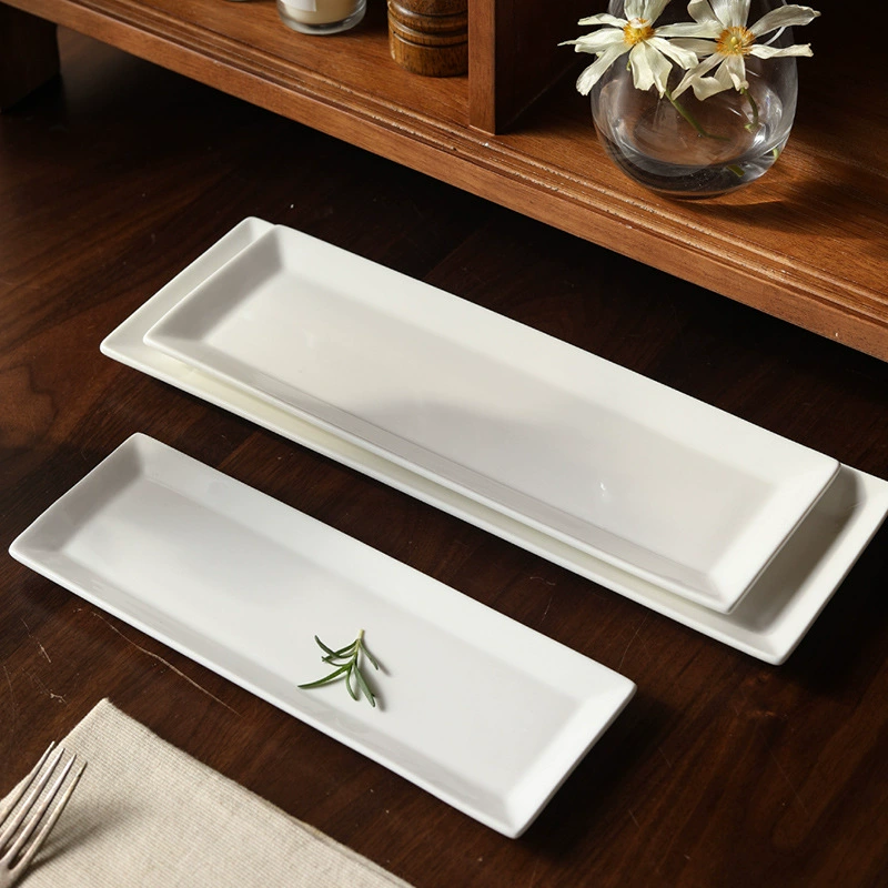 Assiette à poisson rectangulaire en porcelaine blanche tableware view 4