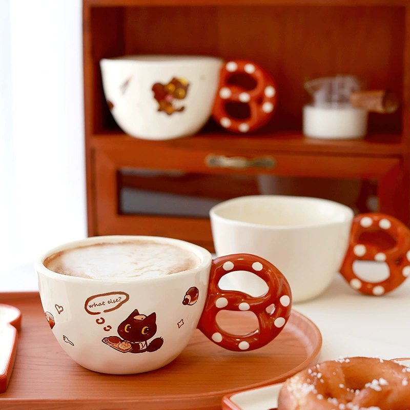 빵 디자인 도자기 커피잔과 받침 세트 tableware view 3