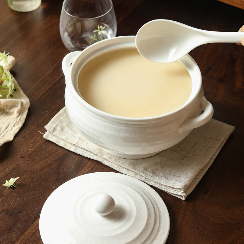 Porcelain Lard Jar with Lid and Spoon