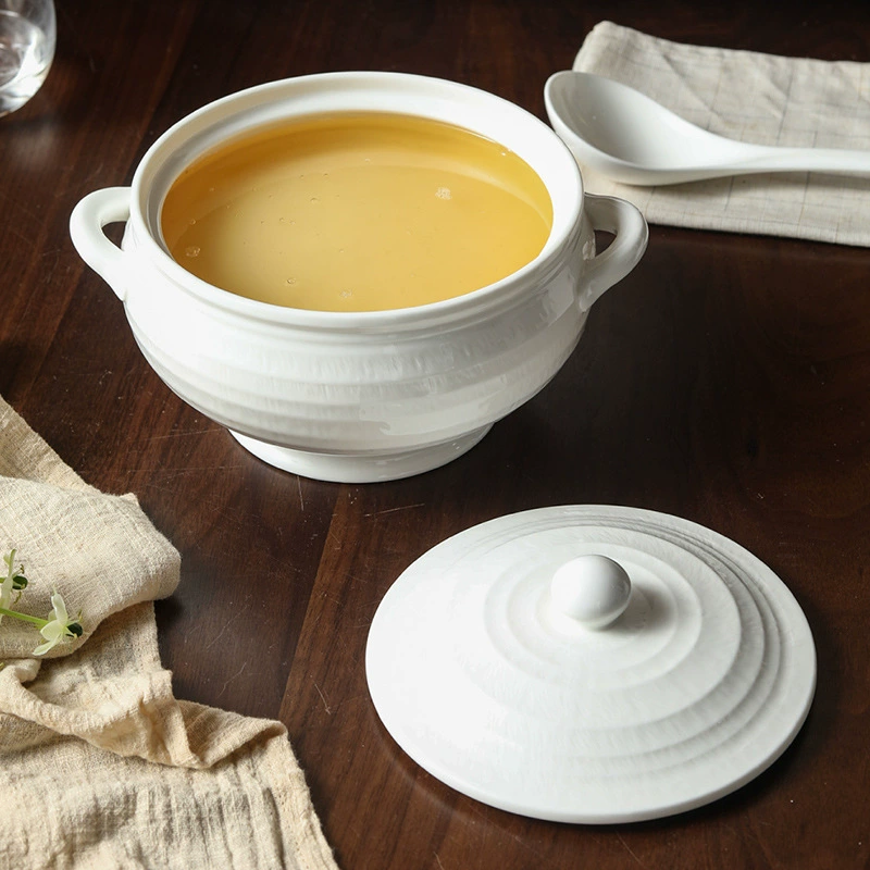 Porcelain Lard Jar with Lid and Spoon tableware view 2