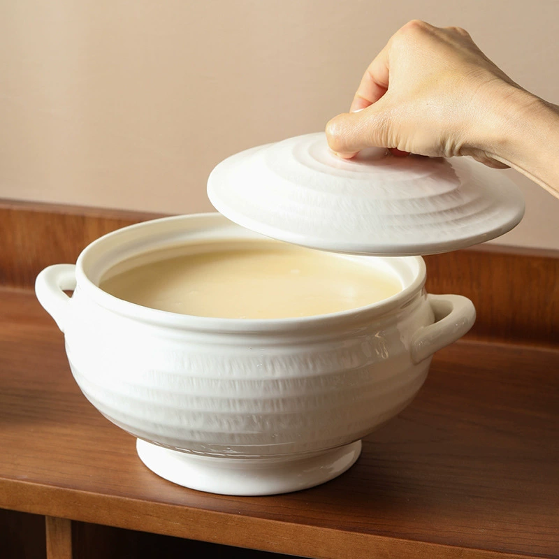 Porcelain Lard Jar with Lid and Spoon tableware view 3