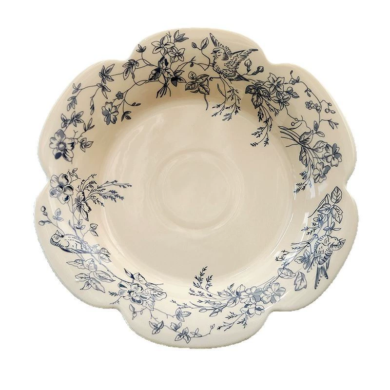 Porcelain Dessert Plate with Blue Floral Design tableware view 5