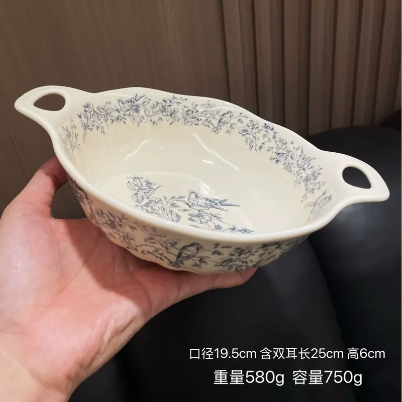 Porcelain Dessert Plate with Blue Floral Design tableware view 6