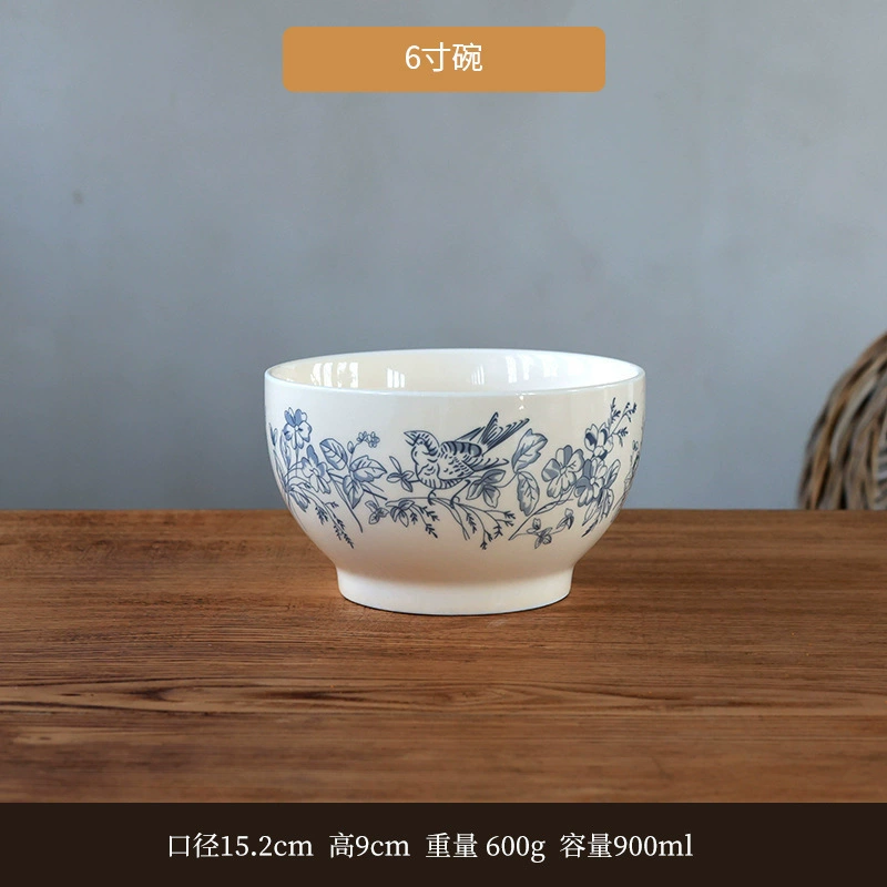 Porcelain Dessert Plate with Blue Floral Design tableware view 8