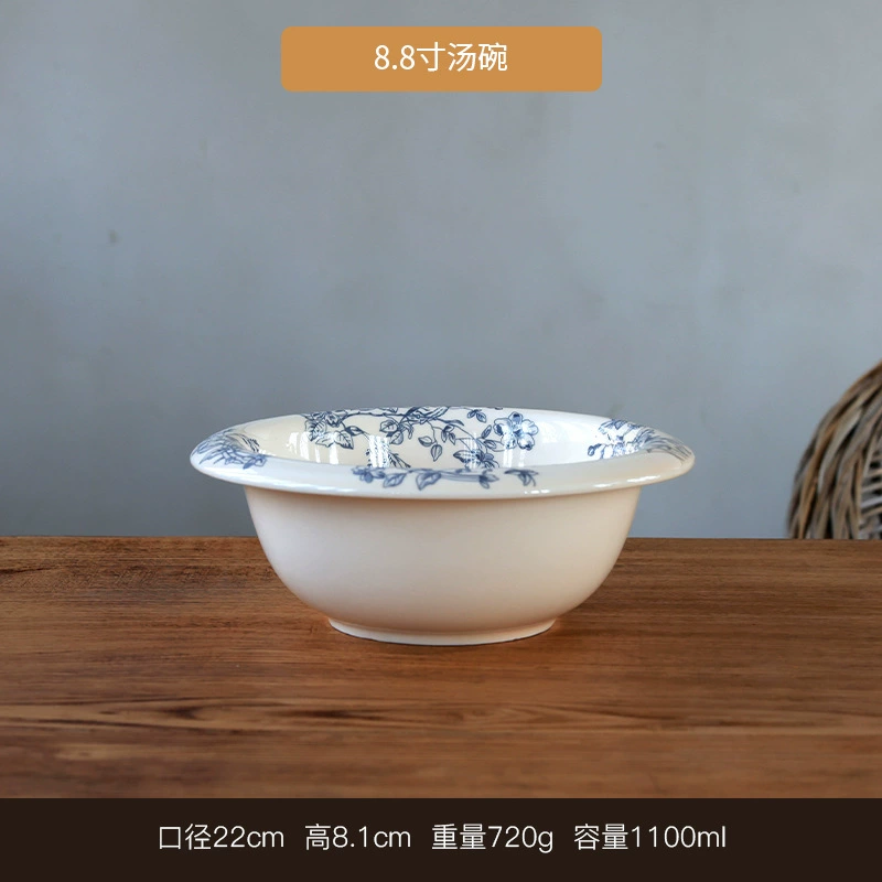 Porcelain Dessert Plate with Blue Floral Design tableware view 9