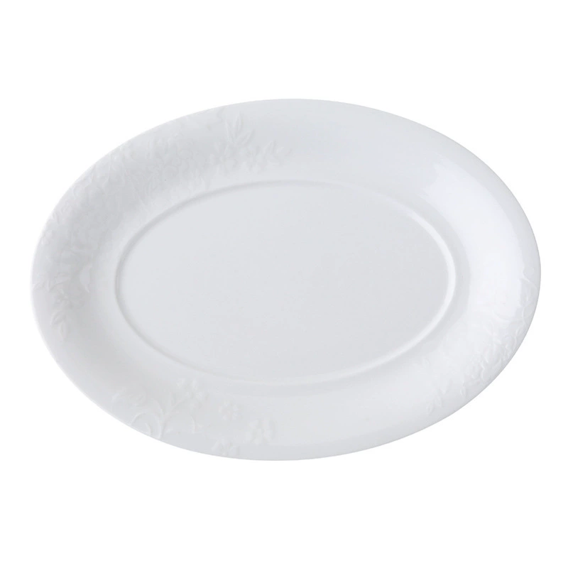 Овальная тарелка для рыбы из фарфора с рельефом tableware view 5