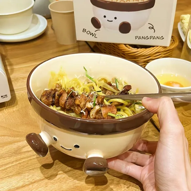 Керамическая миска для лапши с подставкой tableware view 2