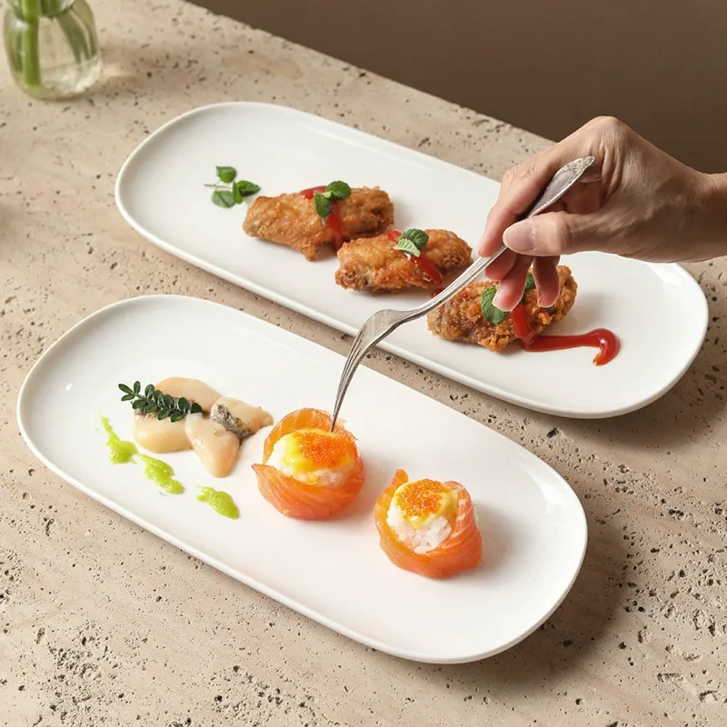 طبق أجنحة دجاج مستطيل من البورسلين tableware view 2