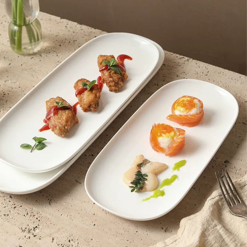 طبق أجنحة دجاج مستطيل من البورسلين tableware view 3