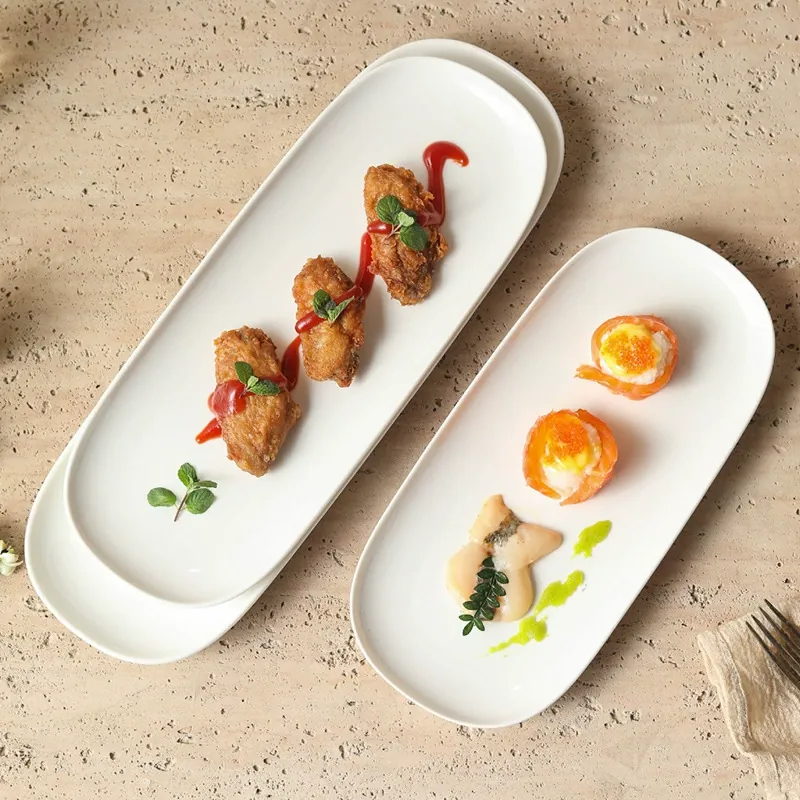 طبق أجنحة دجاج مستطيل من البورسلين tableware view 4