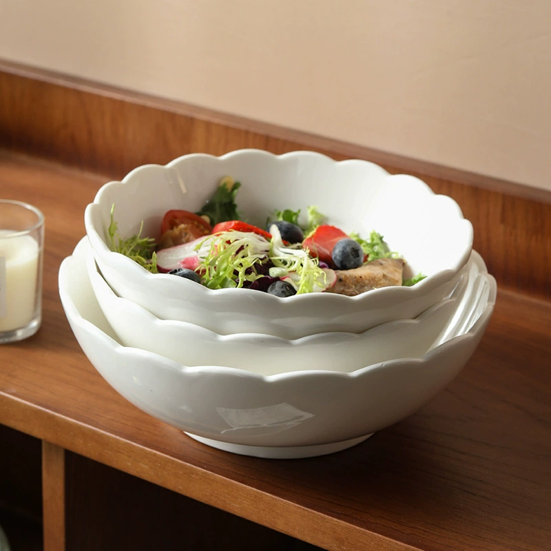 Petal Edge Porcelain Noodle Bowl tableware view 2