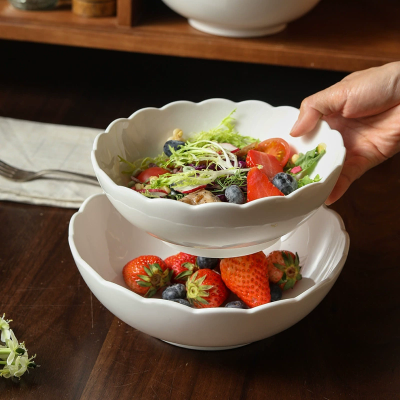 Petal Edge Porcelain Noodle Bowl tableware view 3