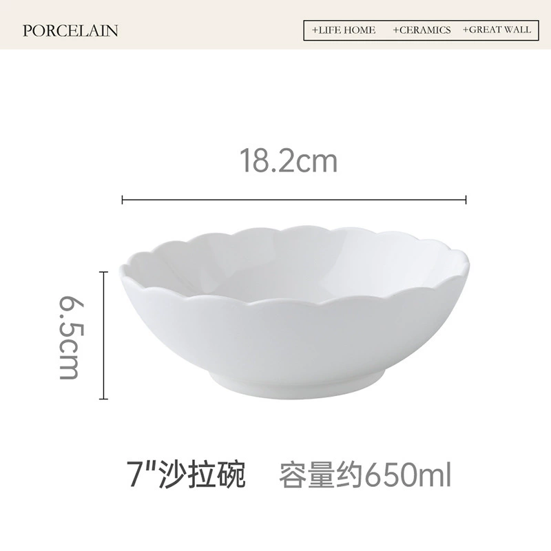 Petal Edge Porcelain Noodle Bowl tableware view 6