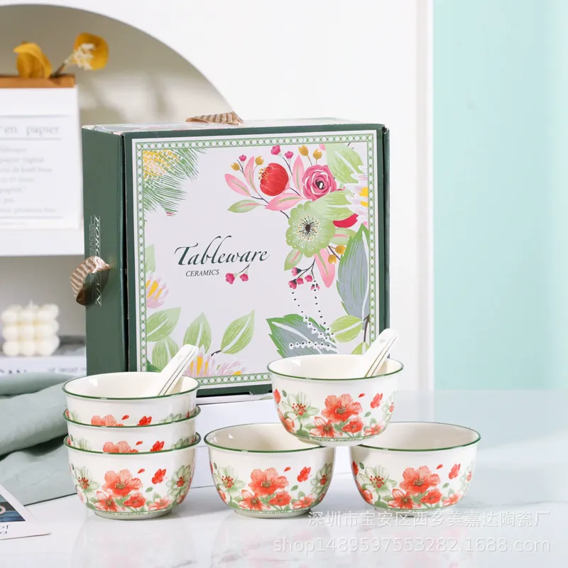 Набор фарфоровой пиалы и ложки tableware view 4
