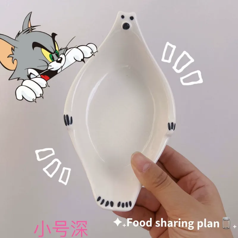 Ensemble bol et assiette en céramique ours polaire tableware view 4