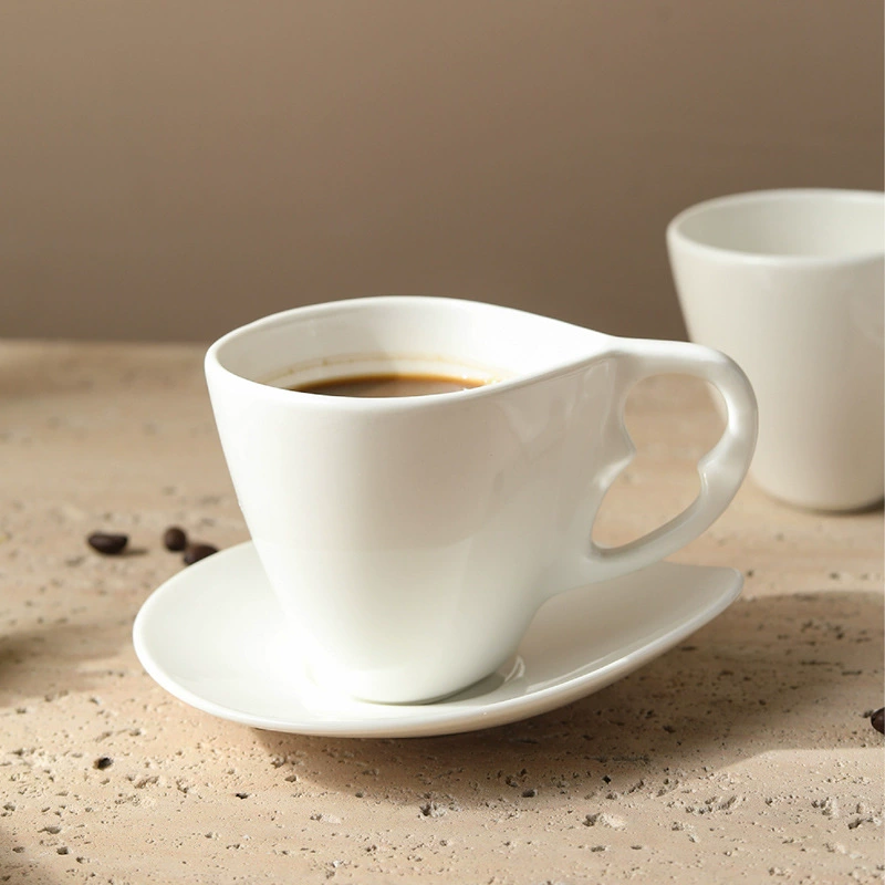 White Porcelain Coffee Cup and Saucer Set