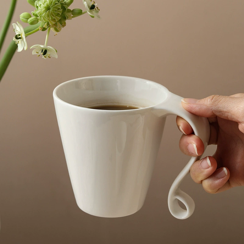 Porcelain Coffee Mug with Curved Handle tableware view 3