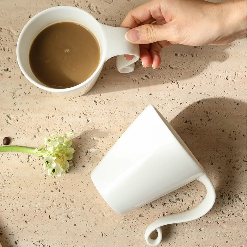 Porcelain Coffee Mug with Curved Handle tableware view 4