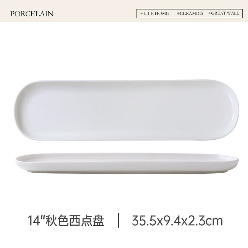 Porcelain Rectangular Dessert Plate tableware view 7