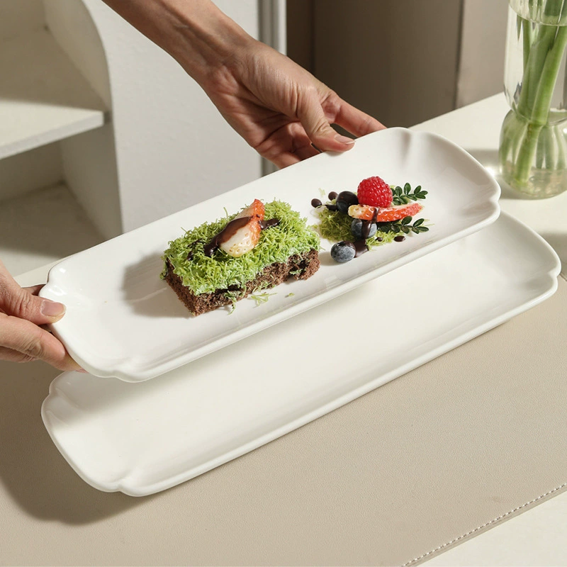 Porcelain Rectangular Pastry Plate tableware view 2