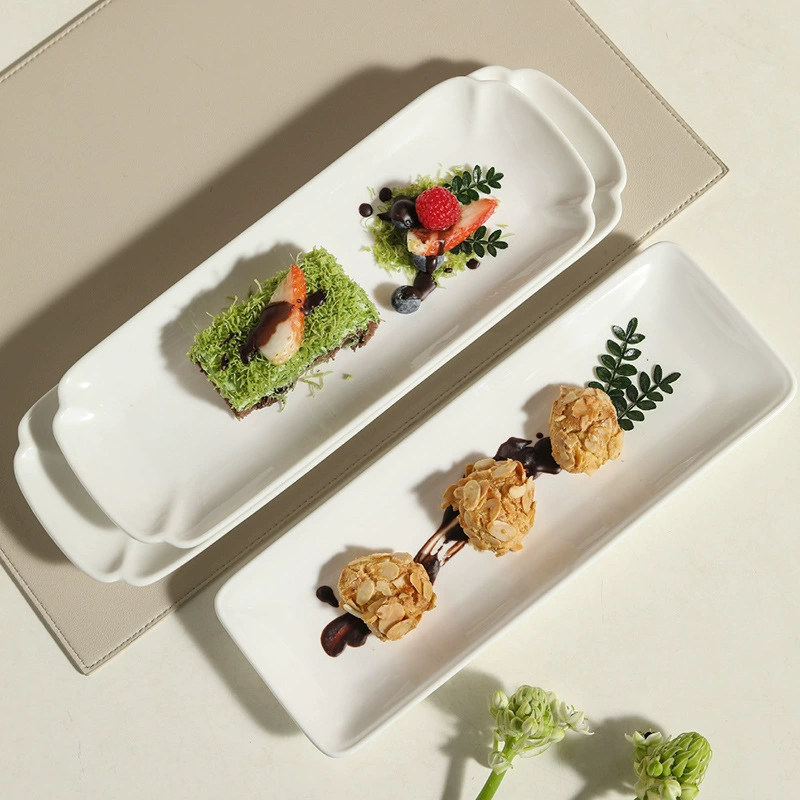 Porcelain Rectangular Pastry Plate tableware view 4