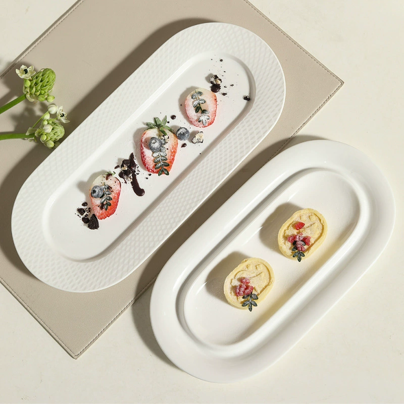 Assiette à apéritif ovale en porcelaine tableware view 4