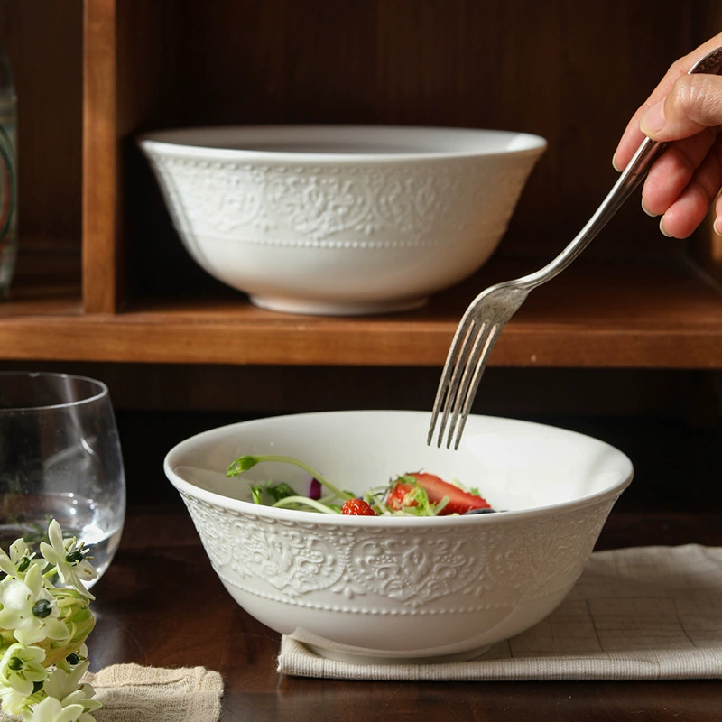 Porcelain Soup Bowl with Relief
